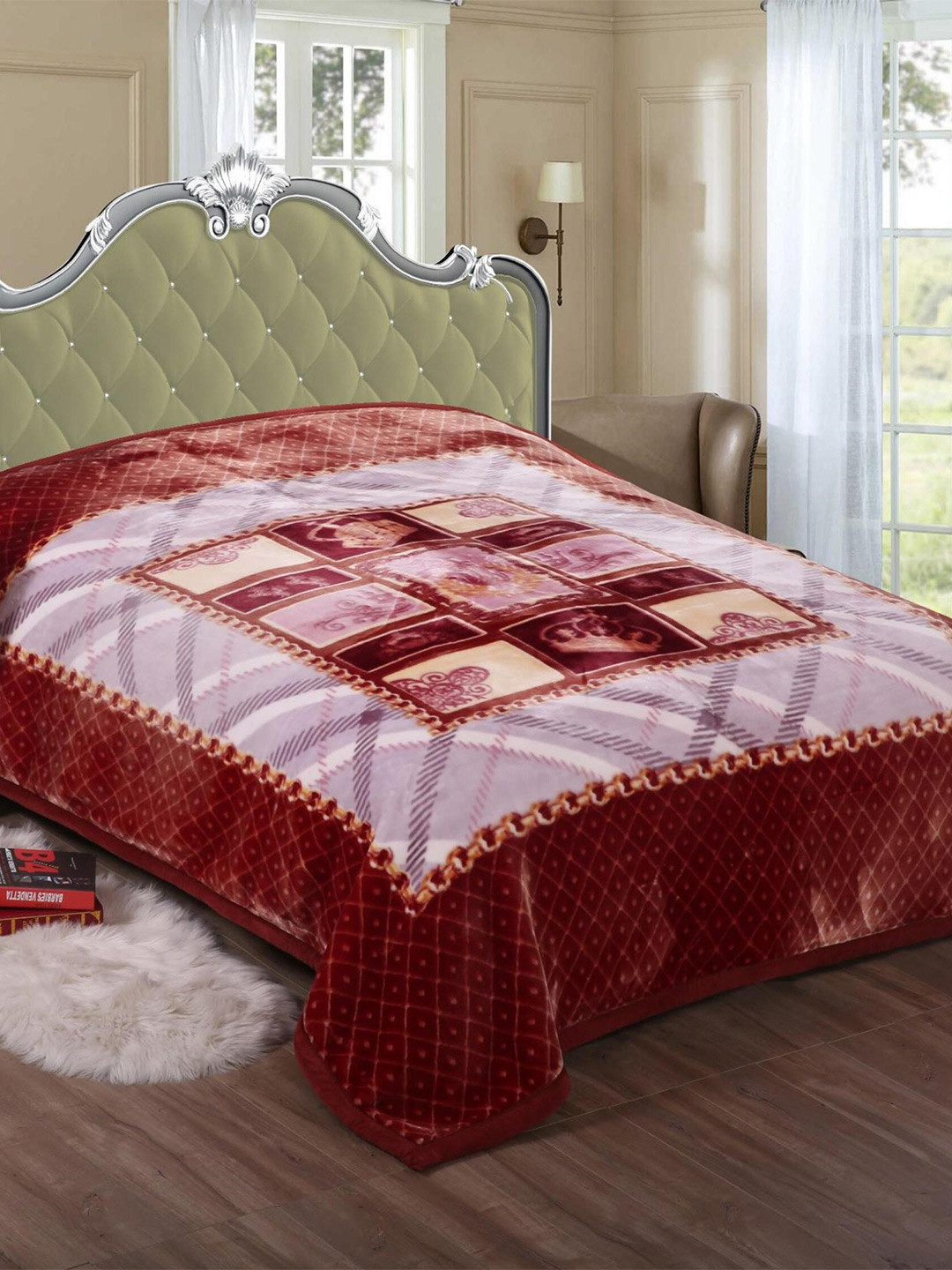 Signature The Club Collection Dark Brown Purple Heavy Winter Double Bed Blanket