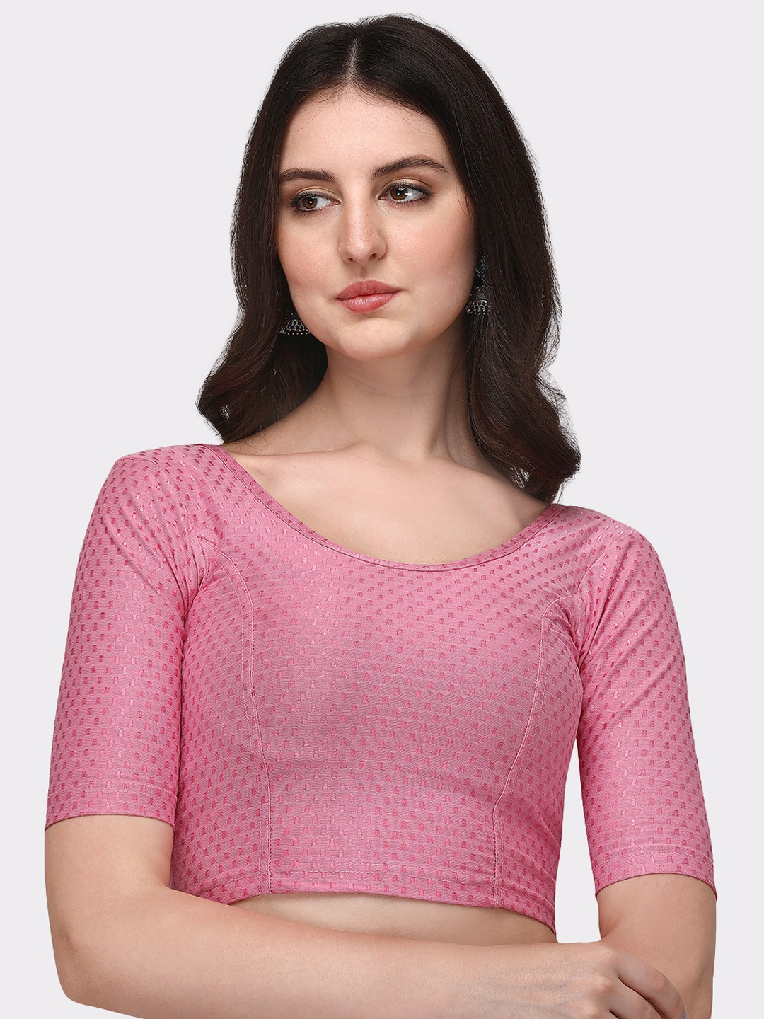 Flicfol Woven Design Cotton Streatchable Saree Blouse