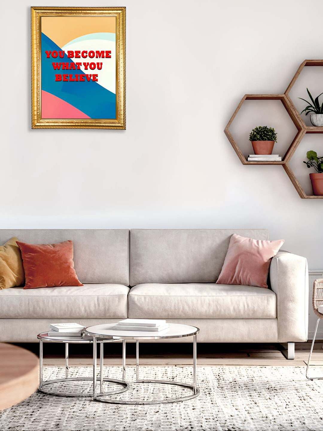 Hawai Gold-Toned & Blue Wood Wall Photo Frames