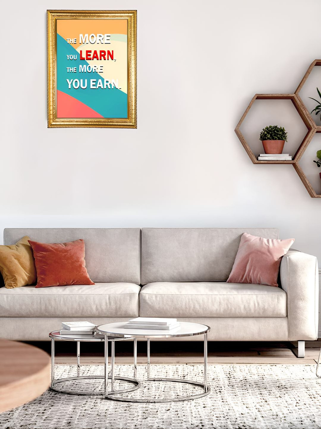 Hawai Gold-Toned Self Design Wood Wall Photo Frame