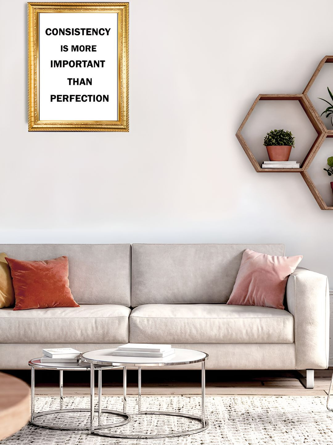 Hawai Gold-Toned & White Wood Wall Photo Frames