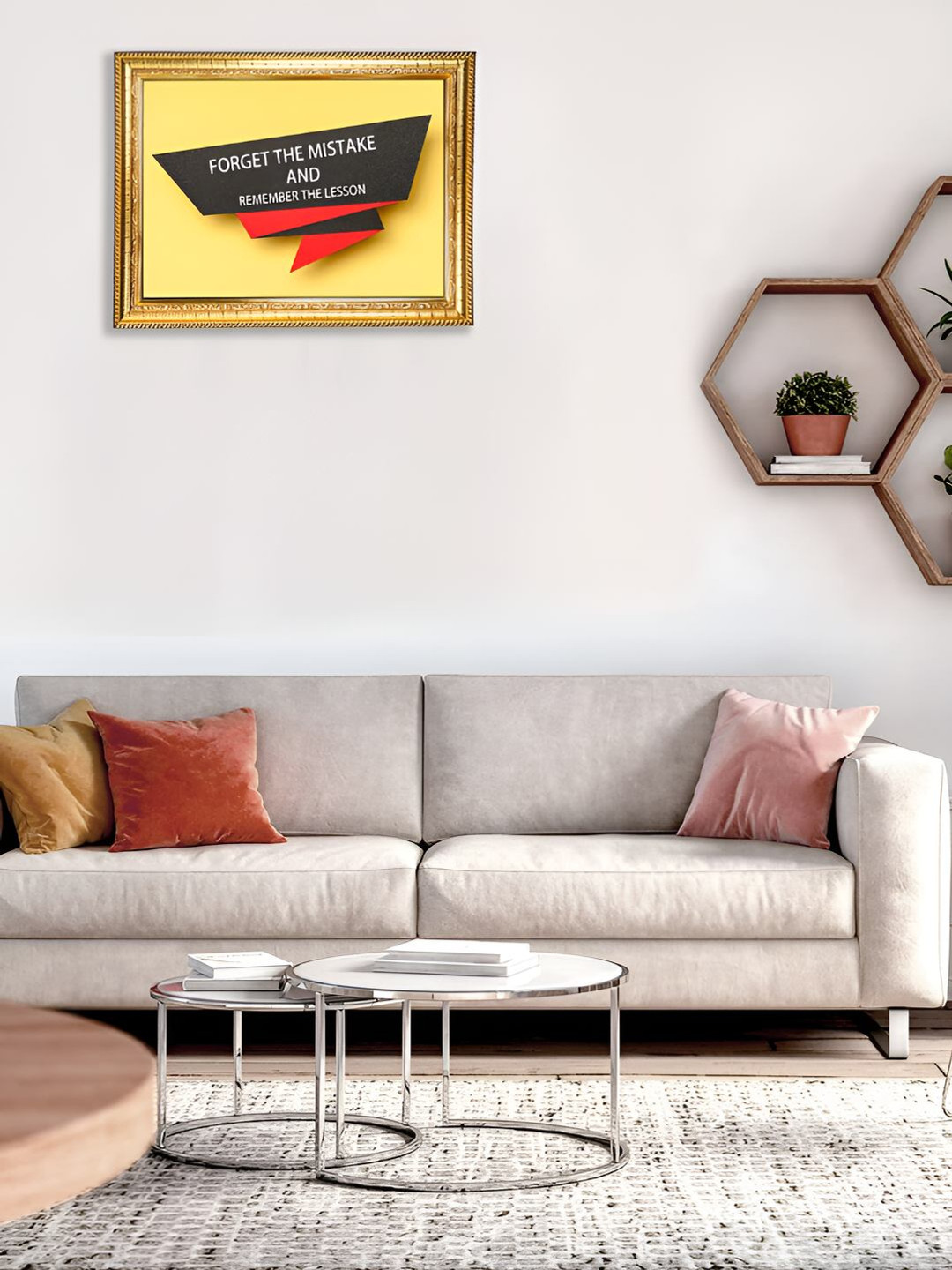 Hawai Gold-Toned Self Design Wood Wall Photo Frame