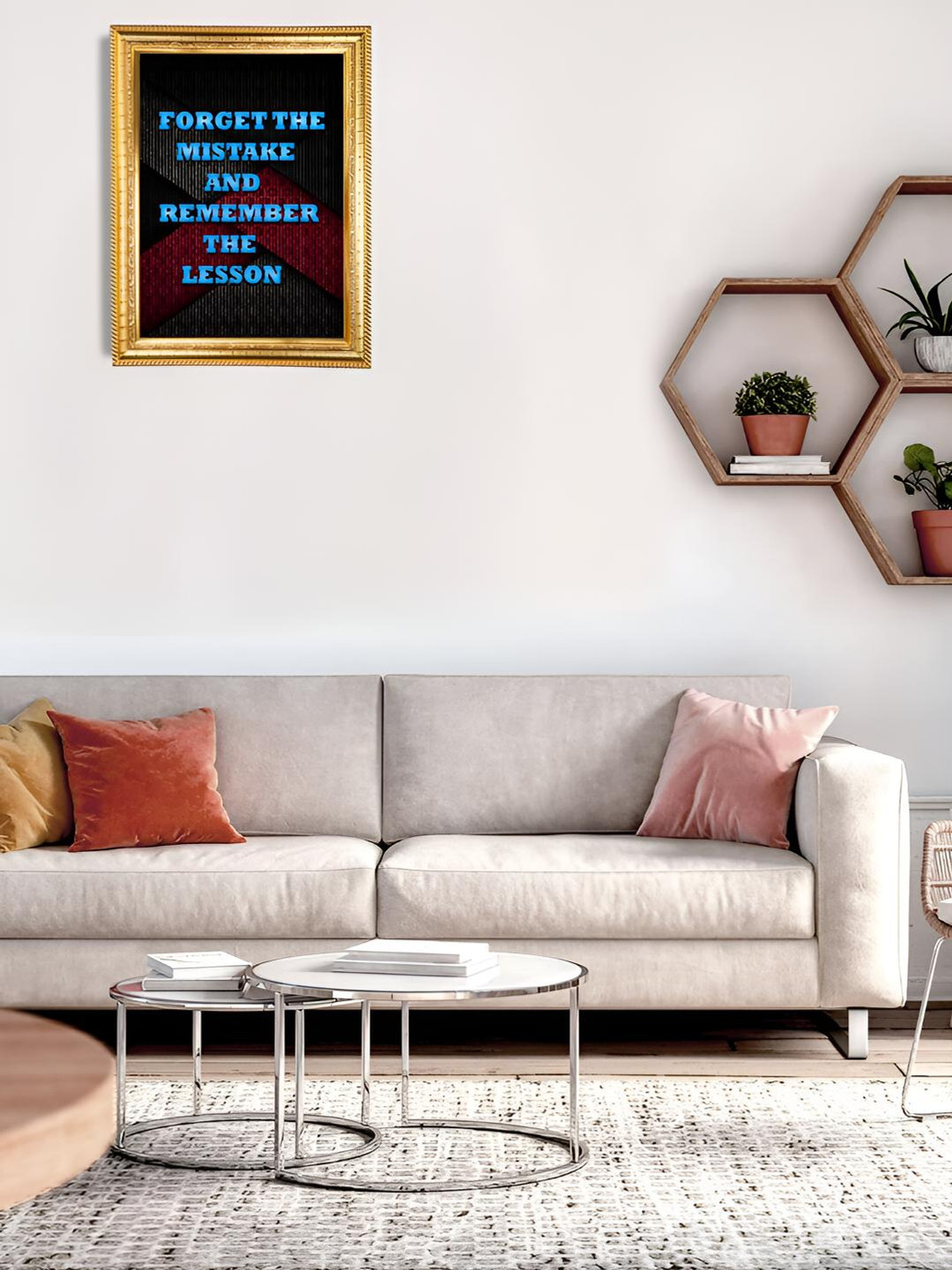 Hawai Gold-Toned & Blue Wood Wall Photo Frame