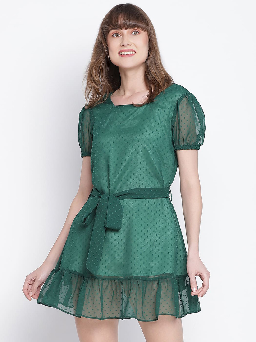 DRAAX Fashions Self Design A-Line Mini Dress