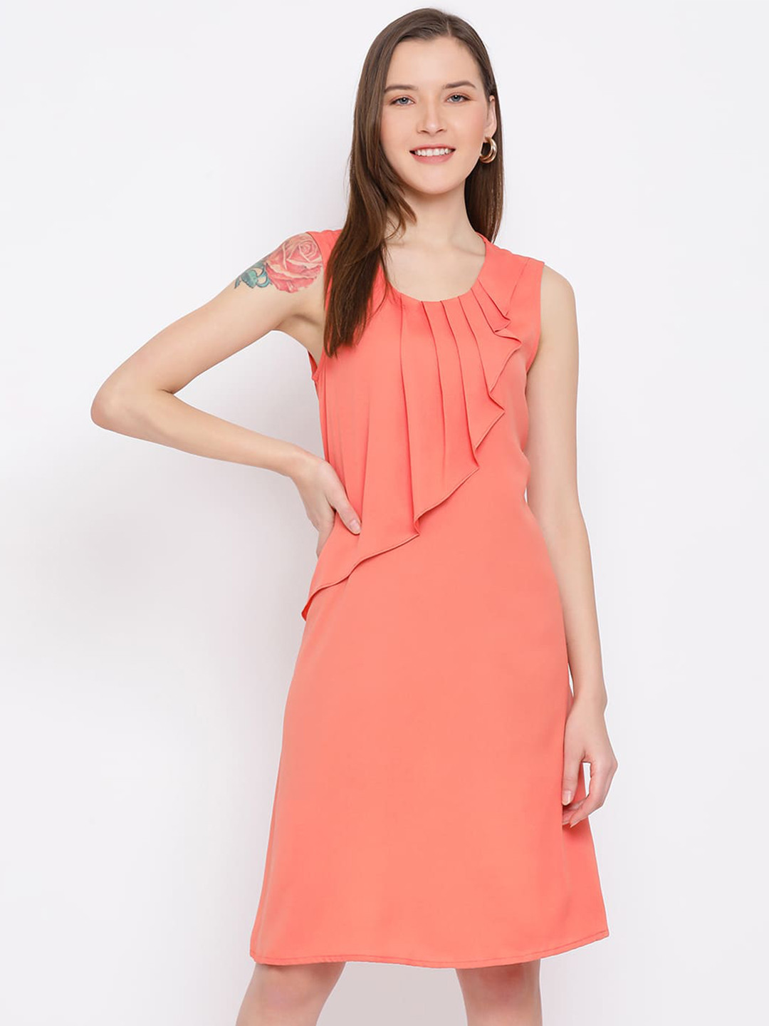 DRAAX Fashions Ruffle Details A-Line Dress