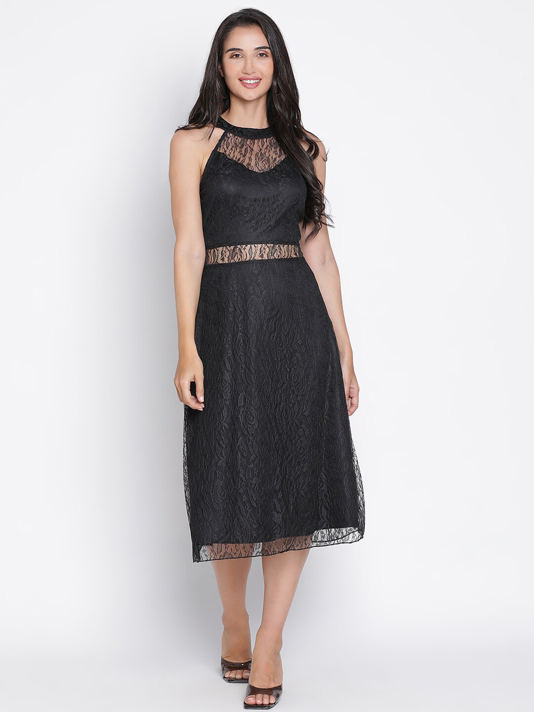 DRAAX Fashions Self Design A-Line Midi Dress