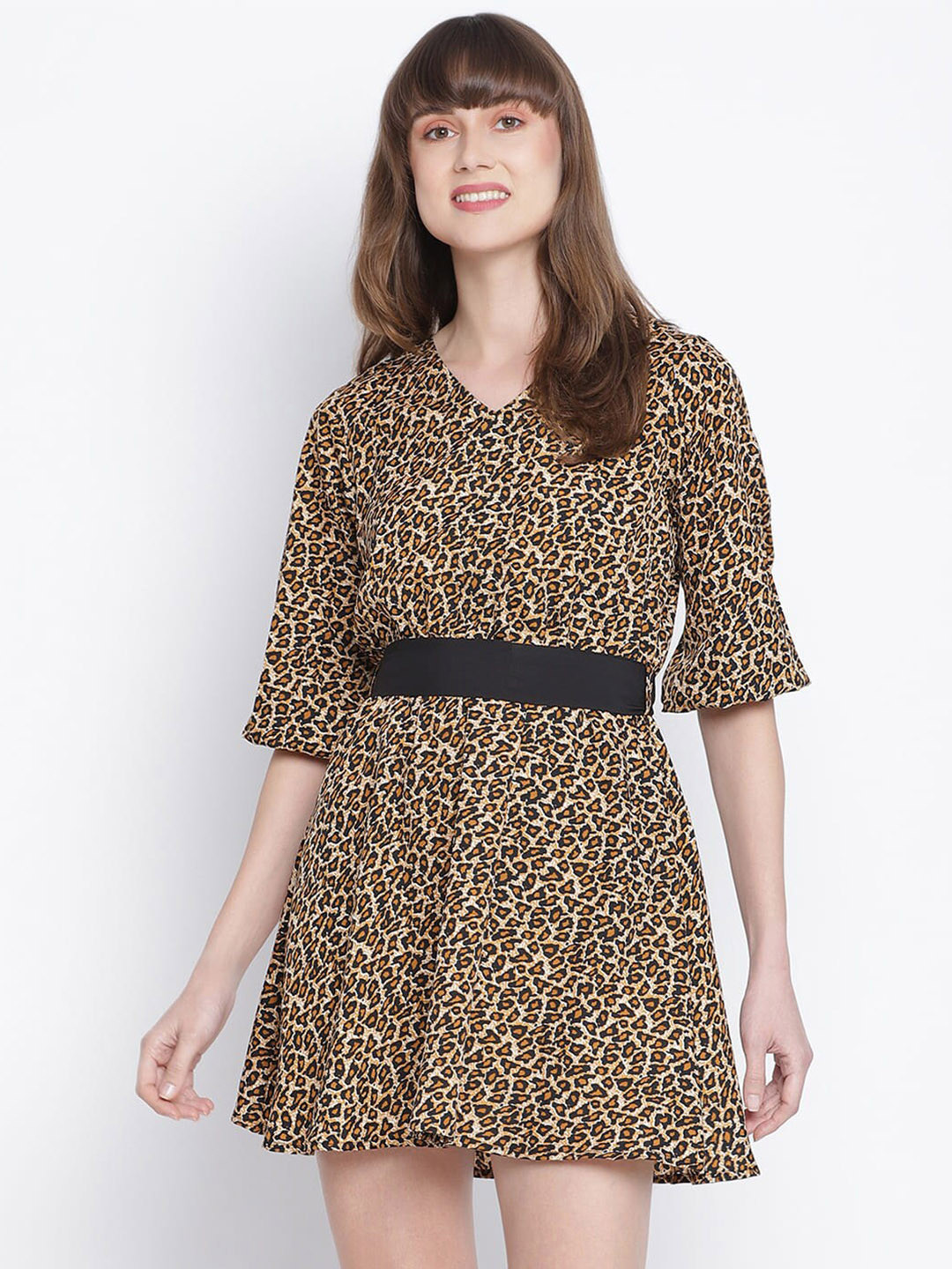 DRAAX Fashions Animal Printed A-Line Dress With Comes With A Belt