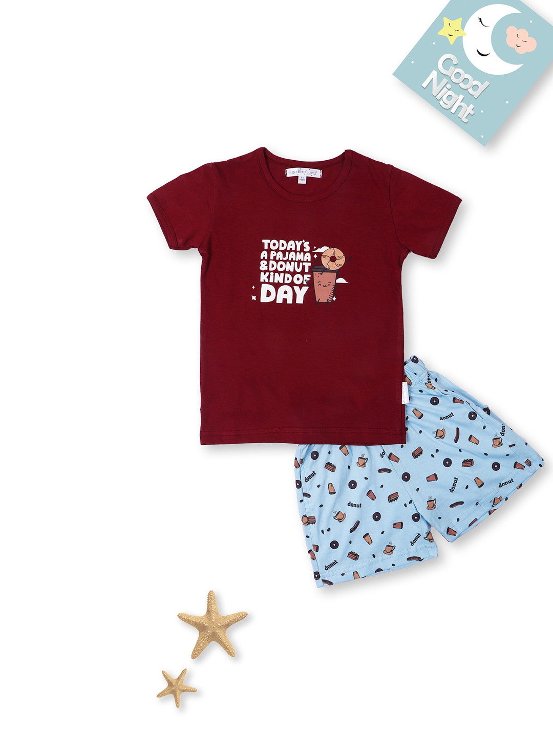 Bedtime story Kids Printed Cotton T-shirt With Shorts Night Suit