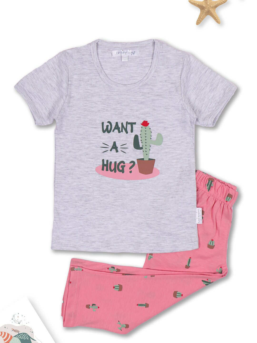 Bedtime story Kids Printed Cotton T-shirt With Pyjamas Night Suit