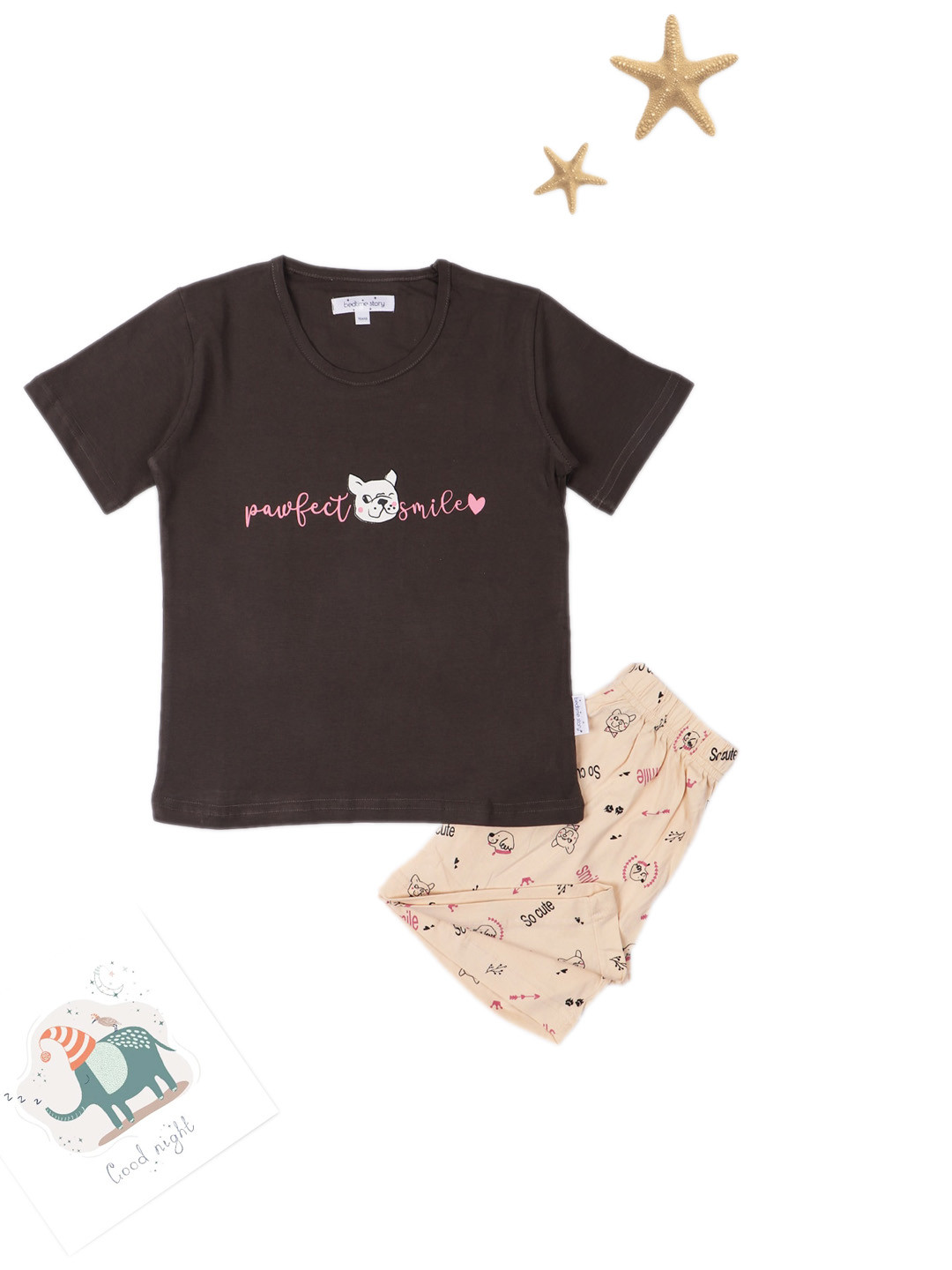 Bedtime story Kids Printed Cotton T-shirt With Shorts Night Suit