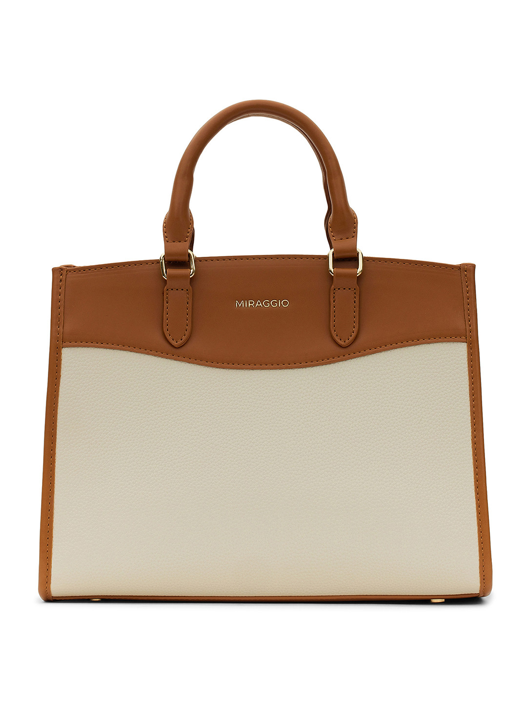 MIRAGGIO Alana Ivory Handheld Bag with Detachable Crossbody Strap