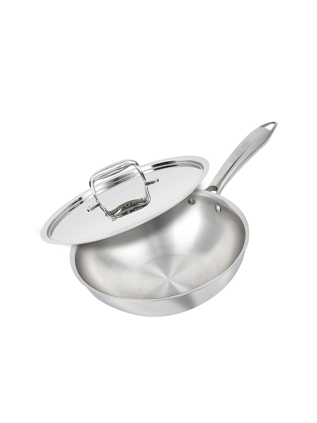 BOROSIL Cookfresh Triply Stainless Steel Induction Base Stainless Steel Wok With Lid 2.85L
