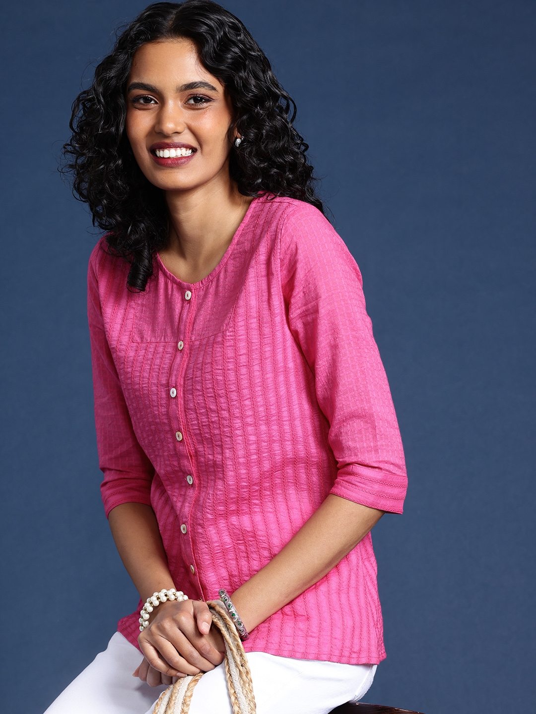Taavi Woven Legacy Pure Cotton Top - Tops for Women 25963770 | Myntra