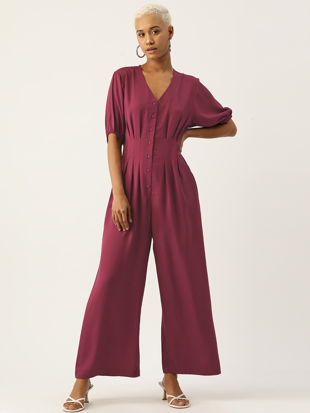 Rue Collection Solid Front Open Basic Jumpsuit