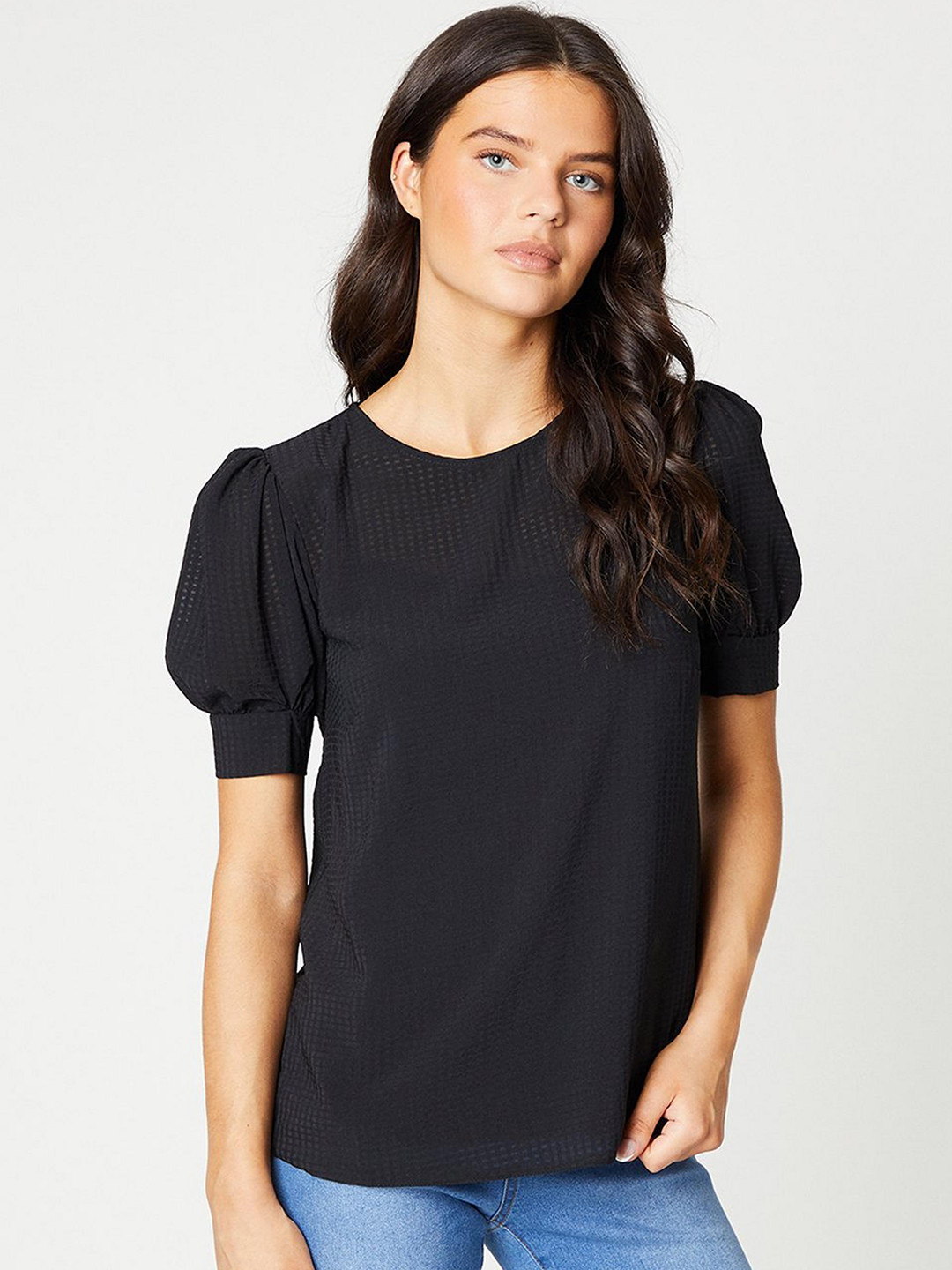 DOROTHY PERKINS Self Checked Puff Sleeve Top