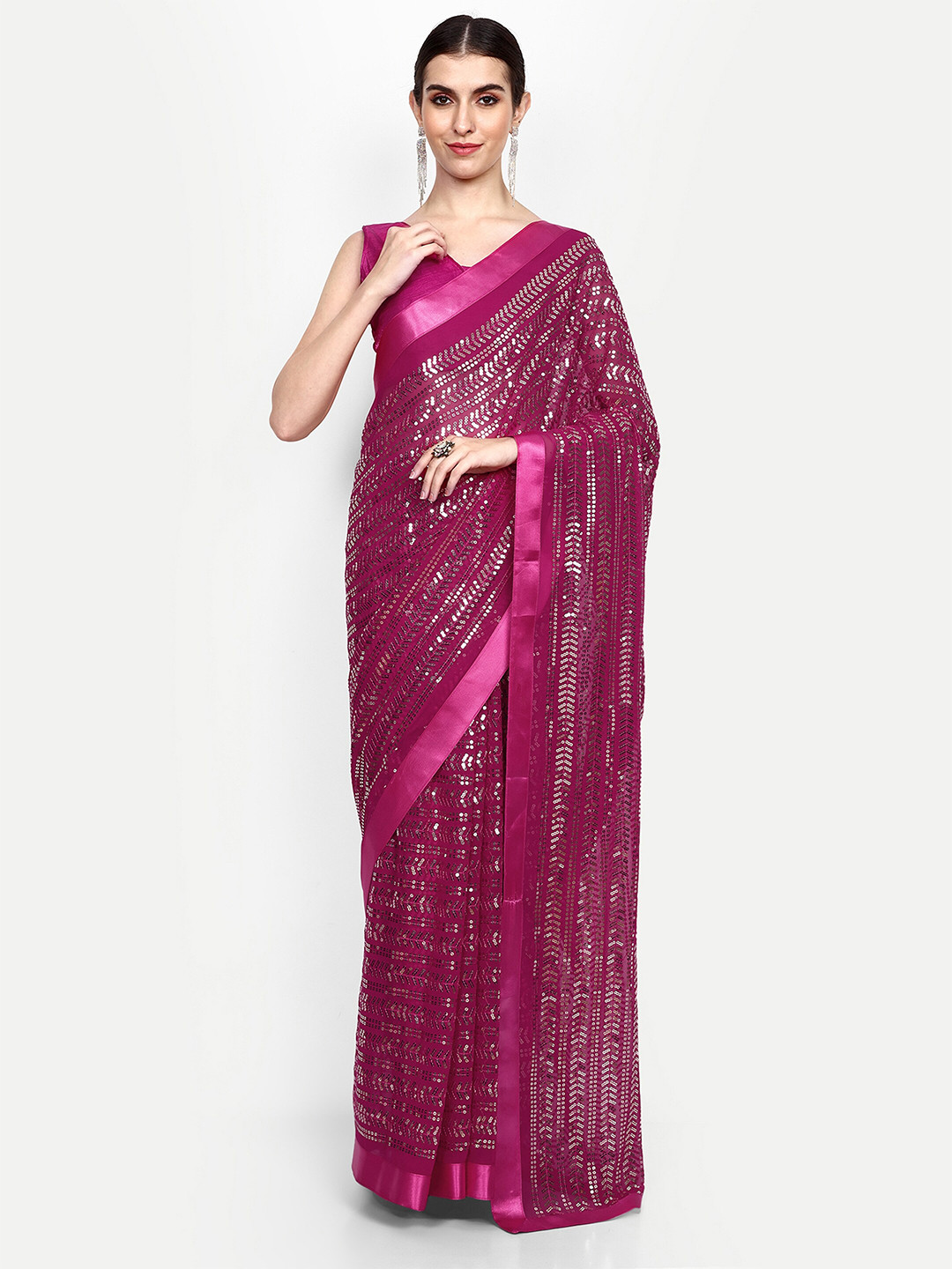 Civamee Embellished Sequinned Georgette Saree