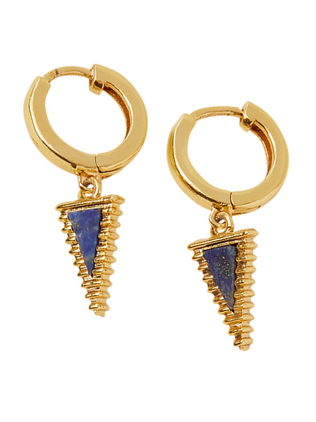 Accessories 14K Gold-plated Triangle Lapis Hoops