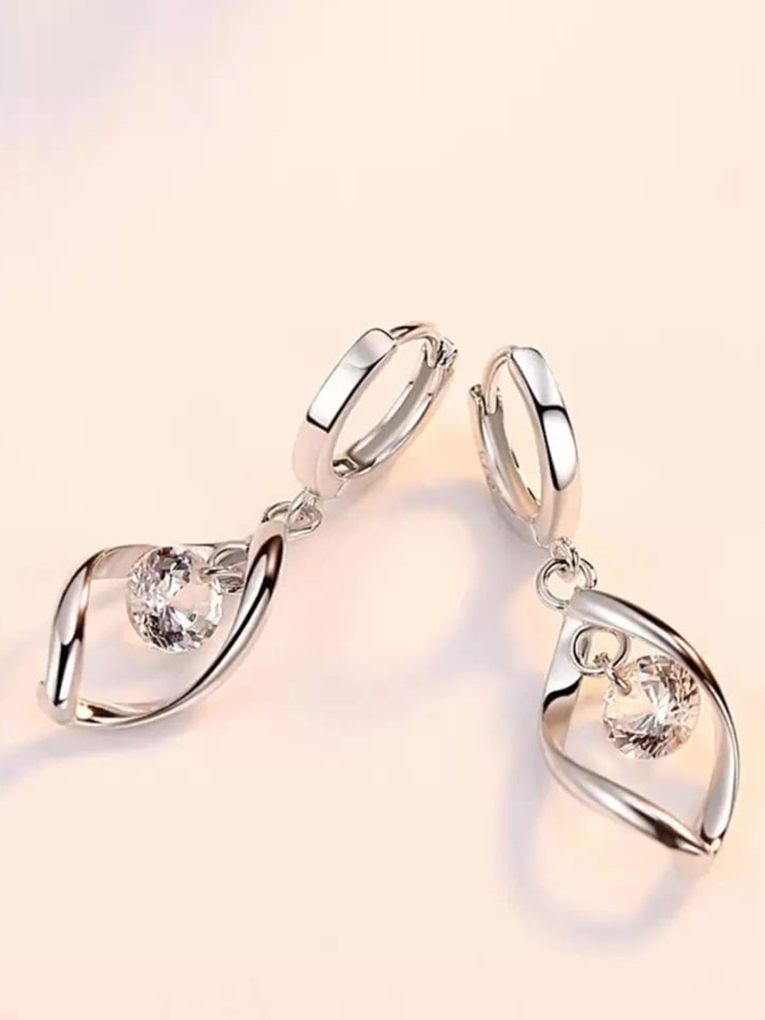 MYKI Silver-Plated Diamond Shaped Hoop Earrings