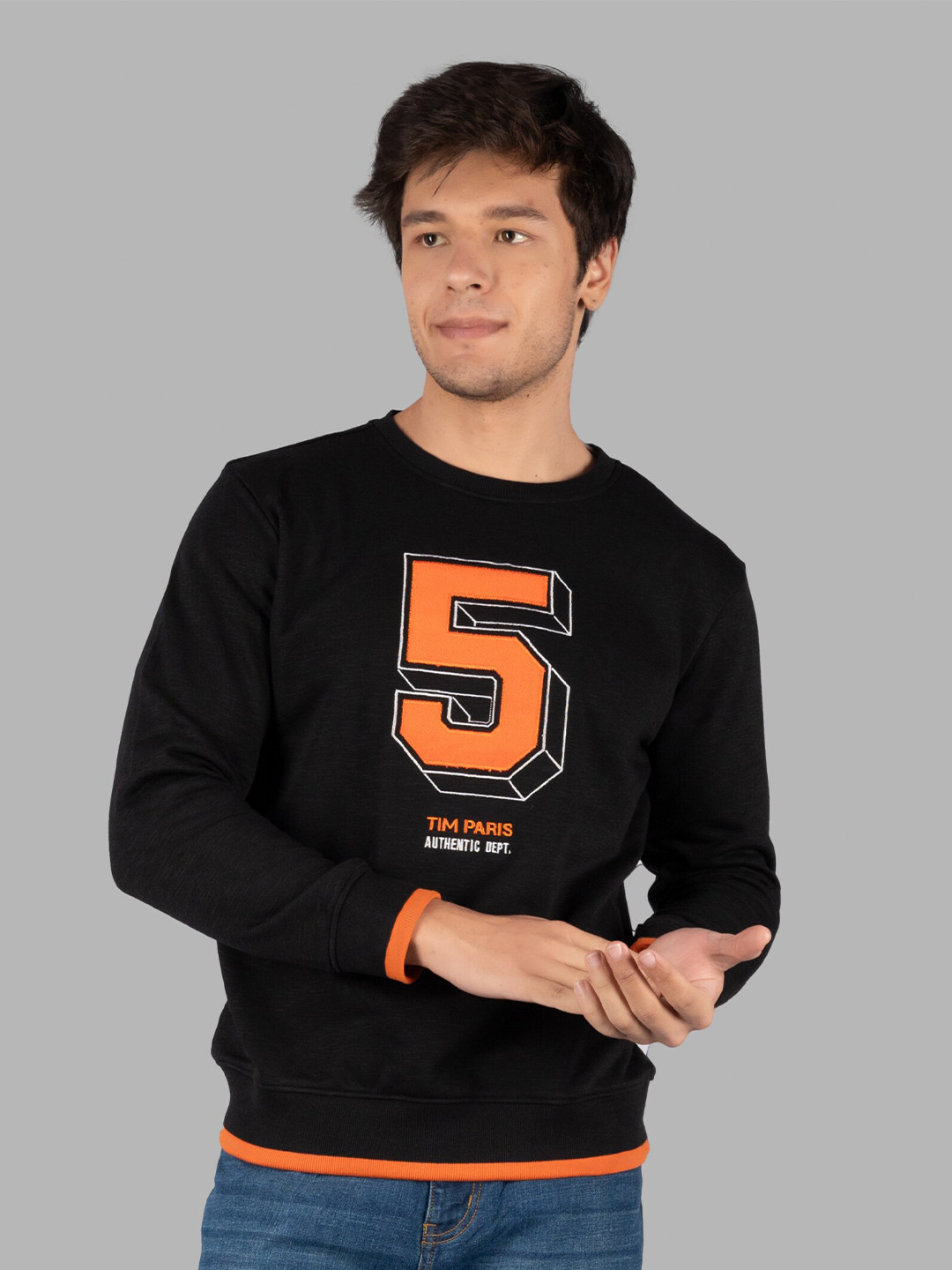 TIM PARIS Alphanumeric Printed Long sleeves Cotton Pullover