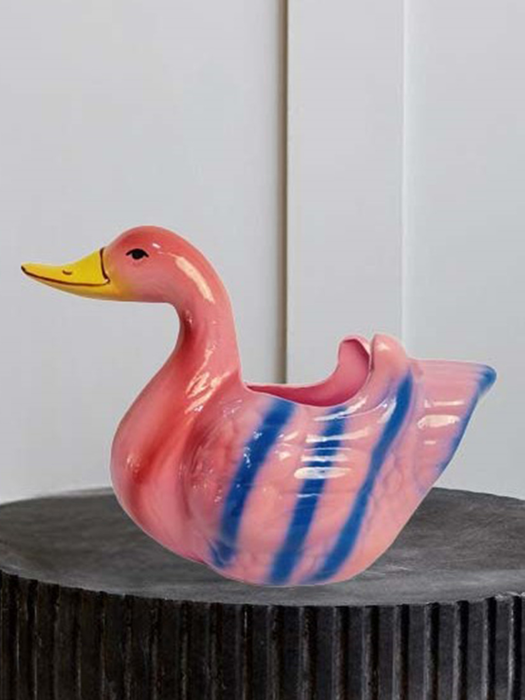 Garden Deco Pink & Blue 2 Pieces Duck Ceramic Pot Planters