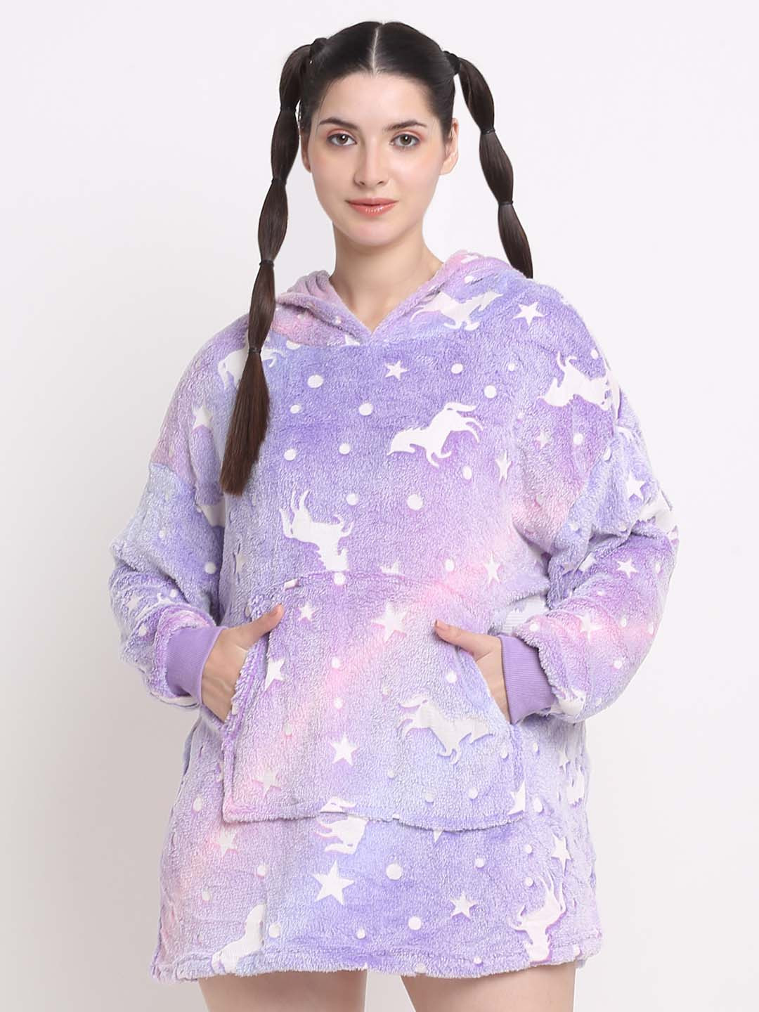 Cortina Printed Hooded Glow In The Dark Fleece T-Shirt Nightdress