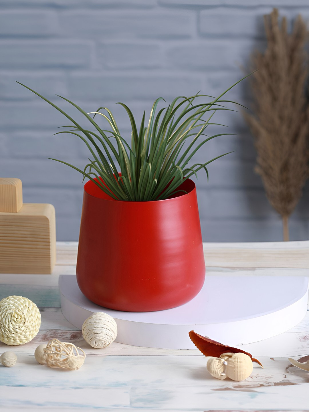 Homspurts Long Dish Red Powder Coated Metal Planter