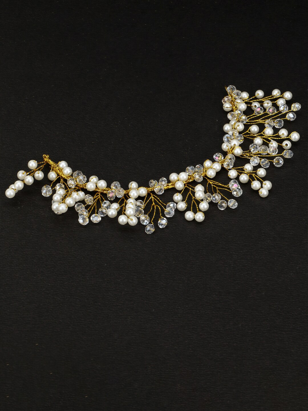 Krelin Women Gold-Toned Beaded Tiara Hair Accessory