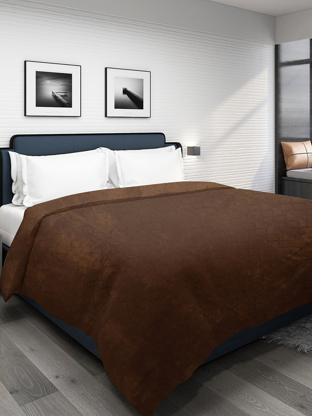 DHROHAR Brown Fur Geometric  Mild Winter 300 GSM Double Bed Blanket