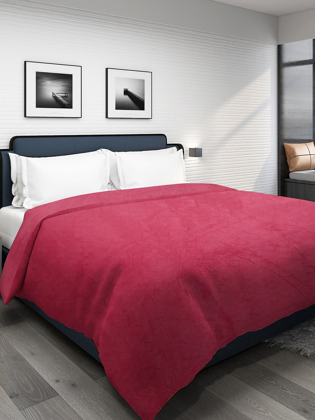 DHROHAR Pink Fur Geometric  Mild Winter 300 GSM Double Bed Blanket