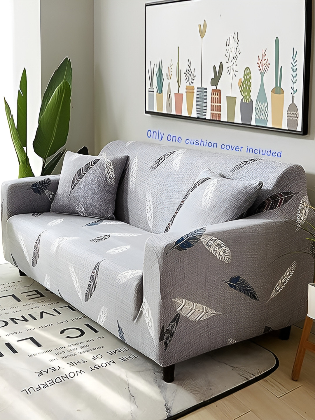 TONY STARK Grey & White Printed 1 Seater Cover With Arms