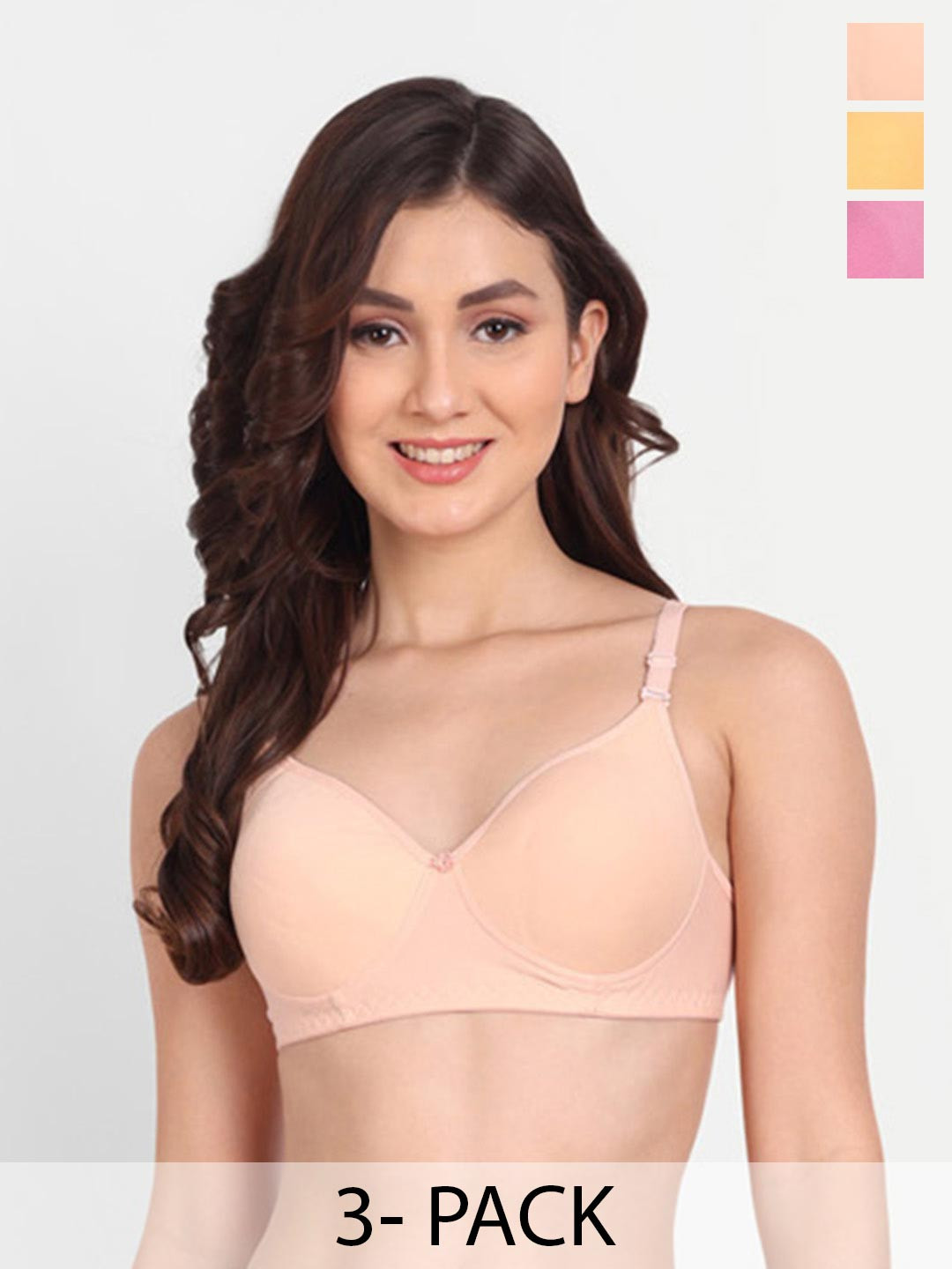 Liigne Pack Of 3 Full Coverage Lightly Padded Everyday Bras With All Day Comfort