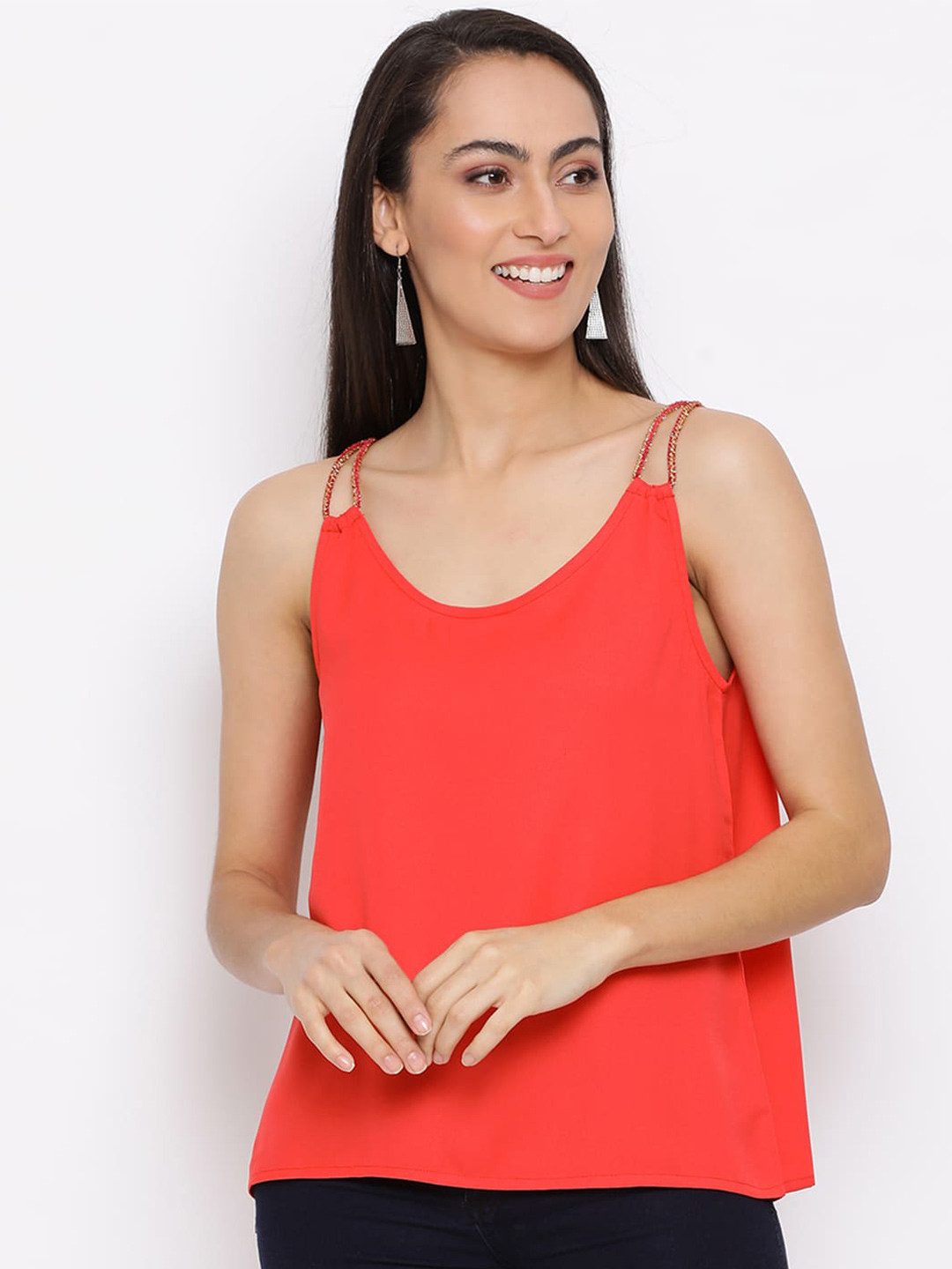 DRAAX Fashions Solid Shoulder Straps A-Line Top
