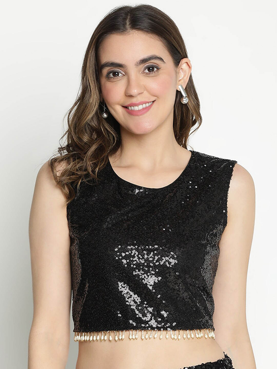 DRAAX Fashions Embellished Sequined Party Crop Top