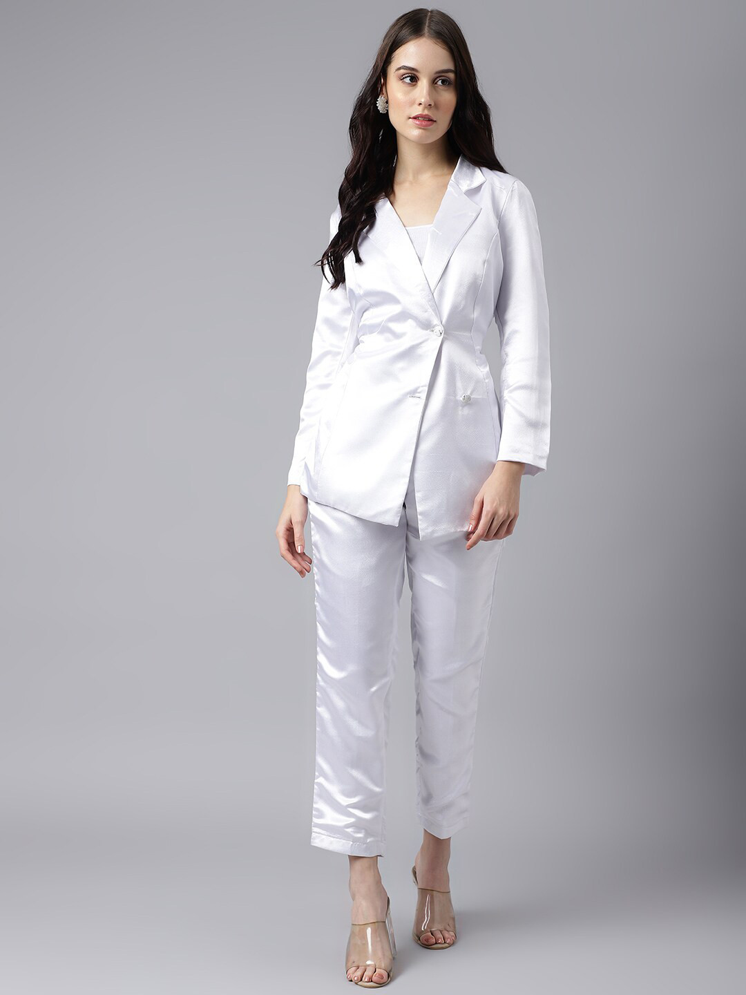 TRYMISFIT Notched Lapel Collar Coat With Mid-Rise Trouser Co-Ords