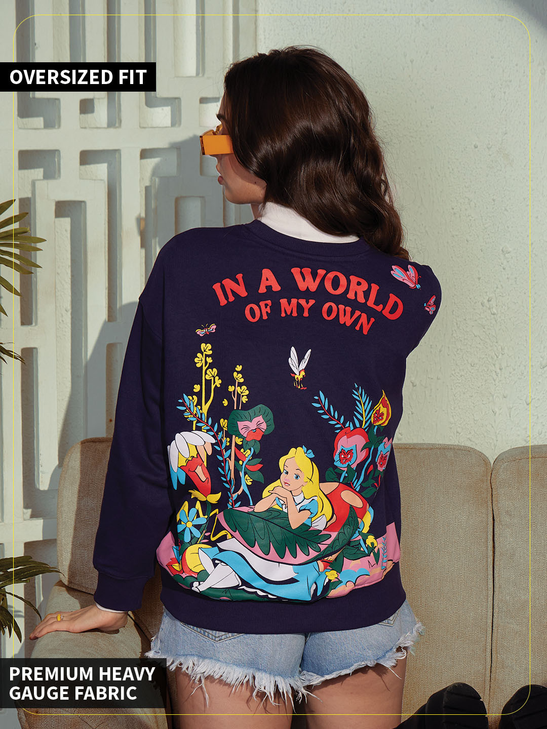 The Souled Store Purple Alice In Wonderland Soul Searchin Printed Oversized Sweatshirt