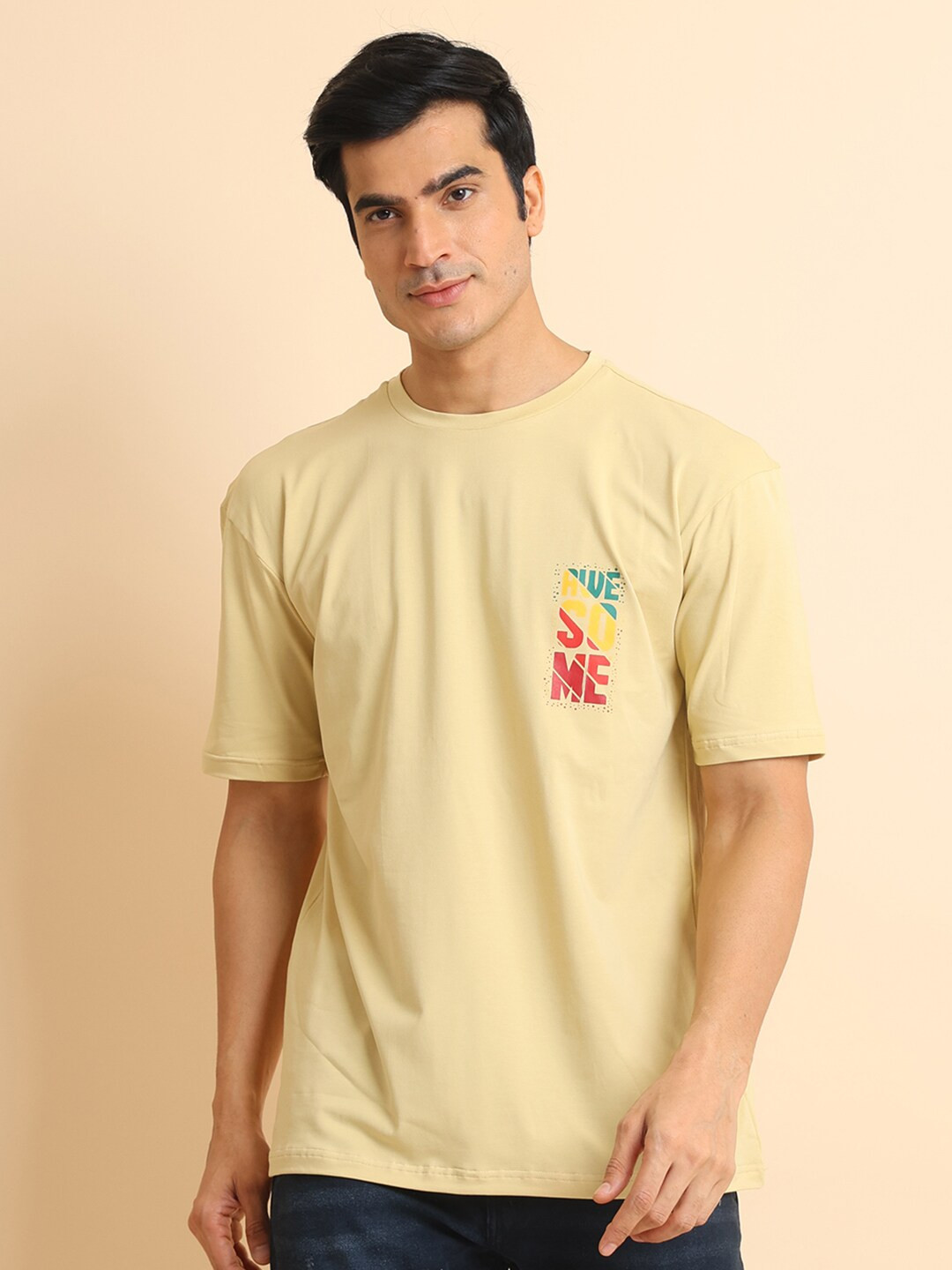 berry blues Typography Printed Round Neck Short Sleeves Cotton T-shirt