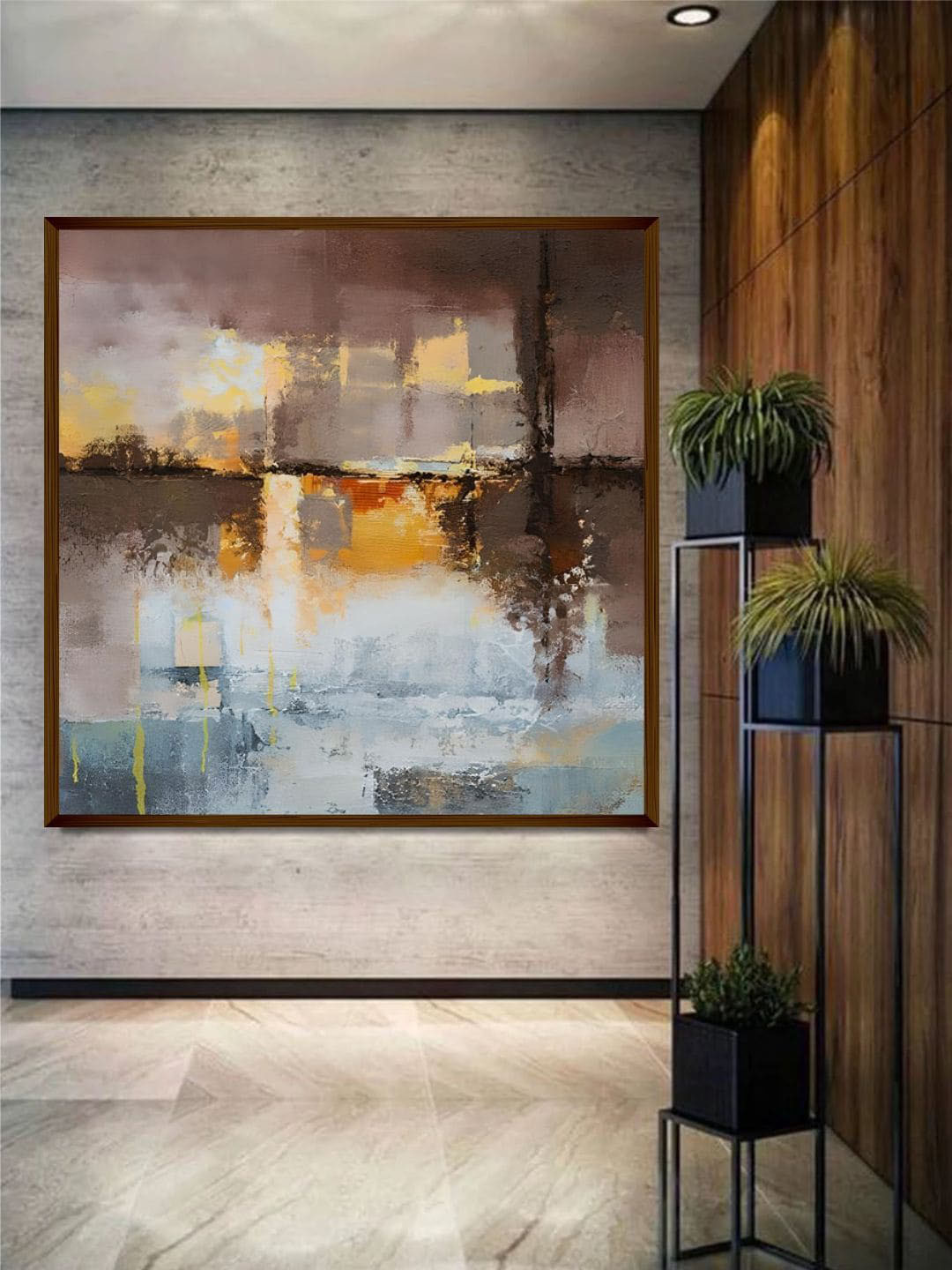 The Art House Brown & Grey Abstract Canvas Painting Wall Art