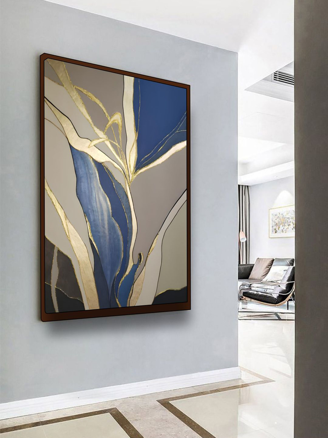The Art House Blue & Grey Abstract Painting Wall Art