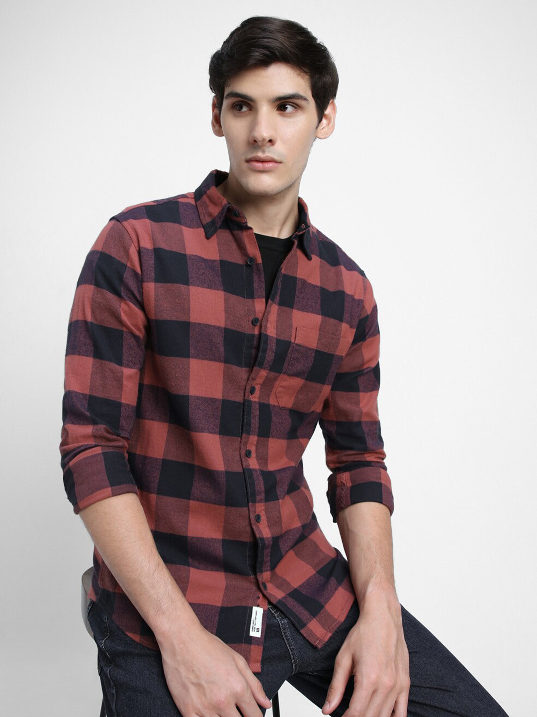 Dennis Lingo Boxy Buffalo Checked Pure Cotton Casual Shirt