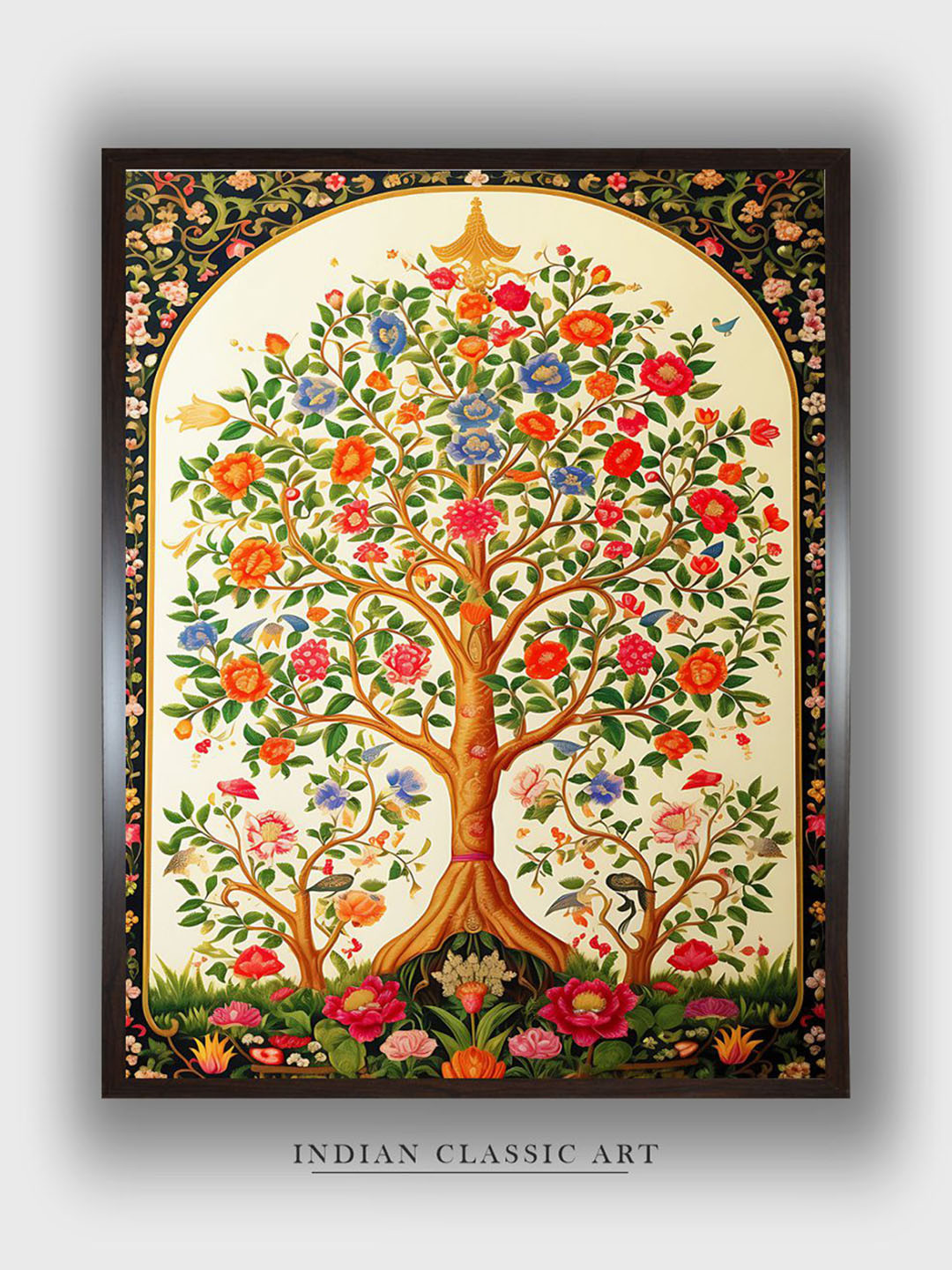 INDIAN CLASSIC ART White & Red Pichwai Painting Bohemian Wall Art