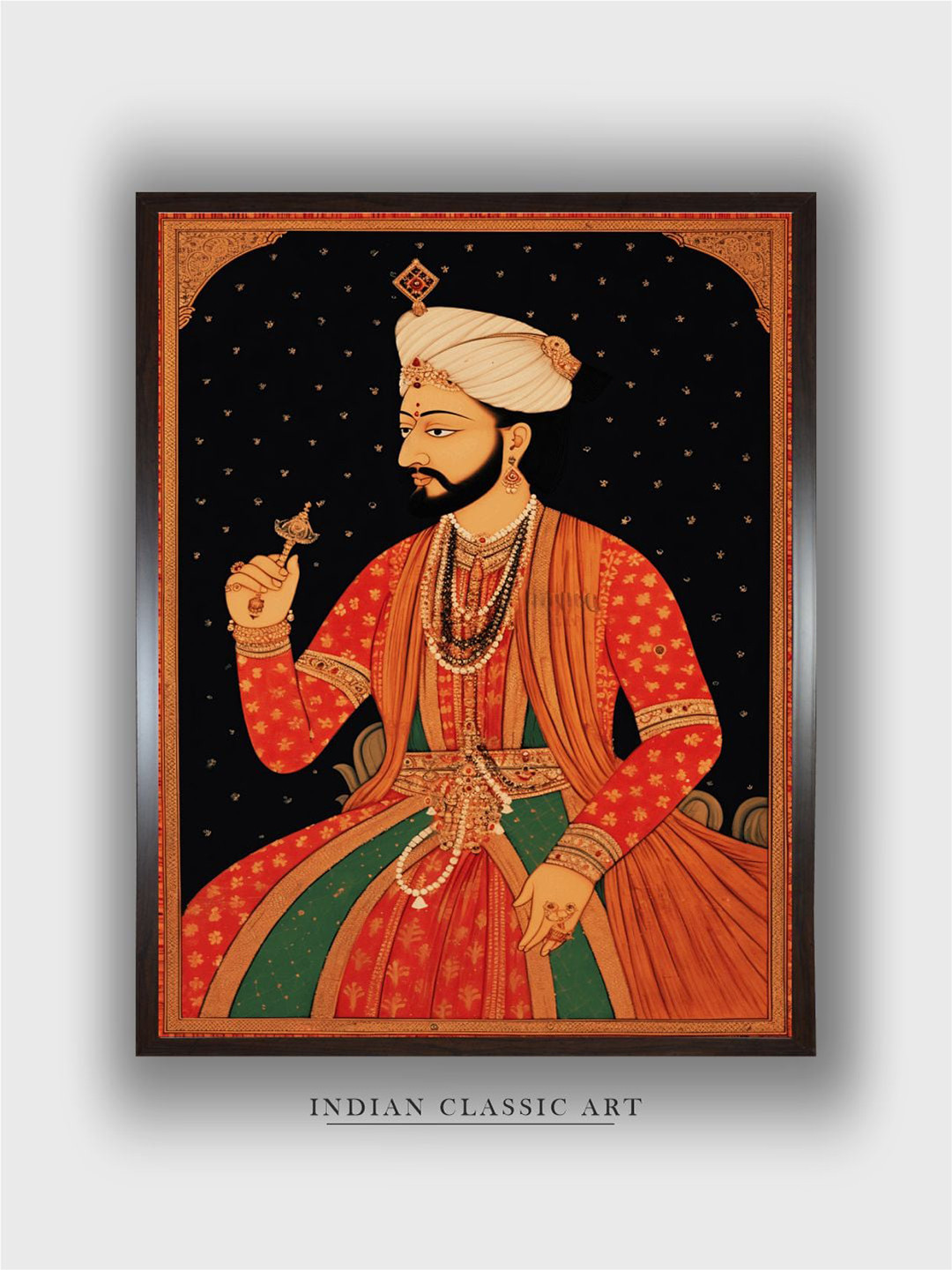 INDIAN CLASSIC ART Red & Black Indian Folk Canvas Painting Wall Art