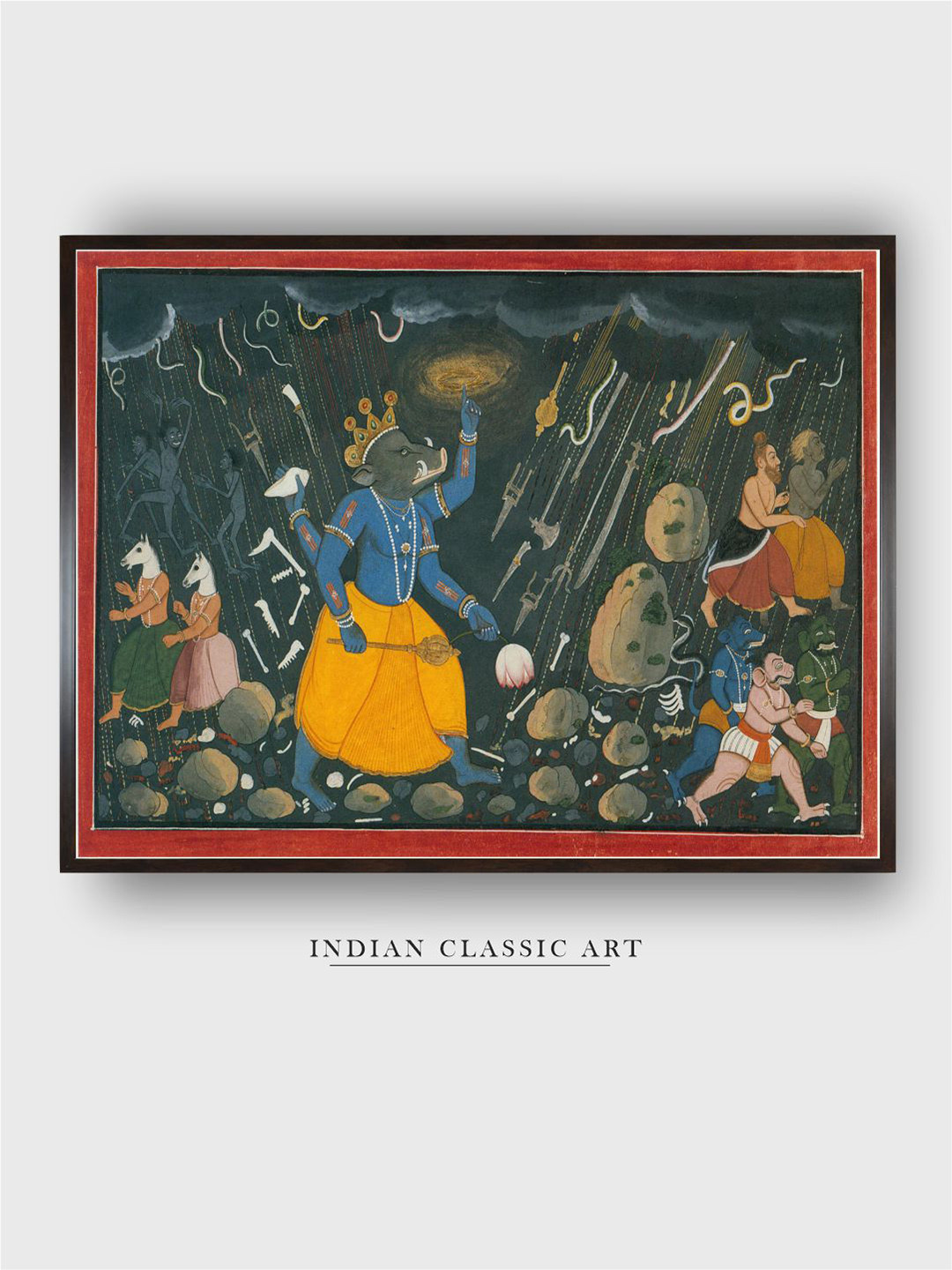 INDIAN CLASSIC ART Black & Grey Incarnation of Vishnu Printed Wall Art