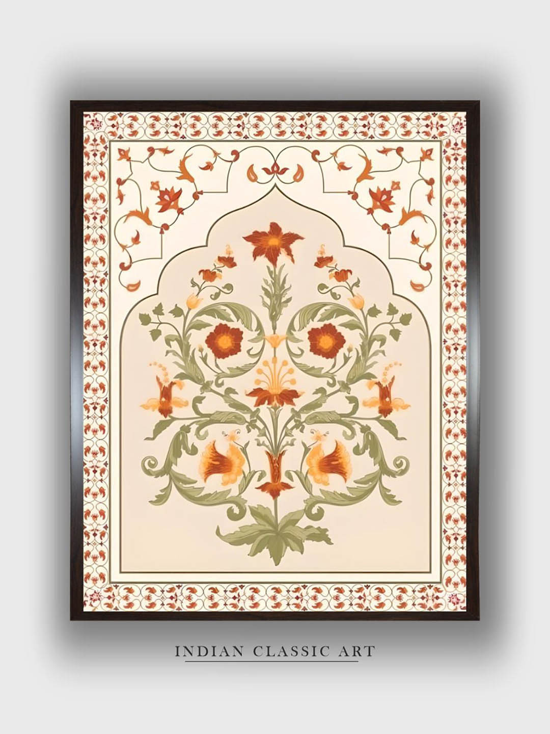 INDIAN CLASSIC ART Beige & Brown Floral Wall Art