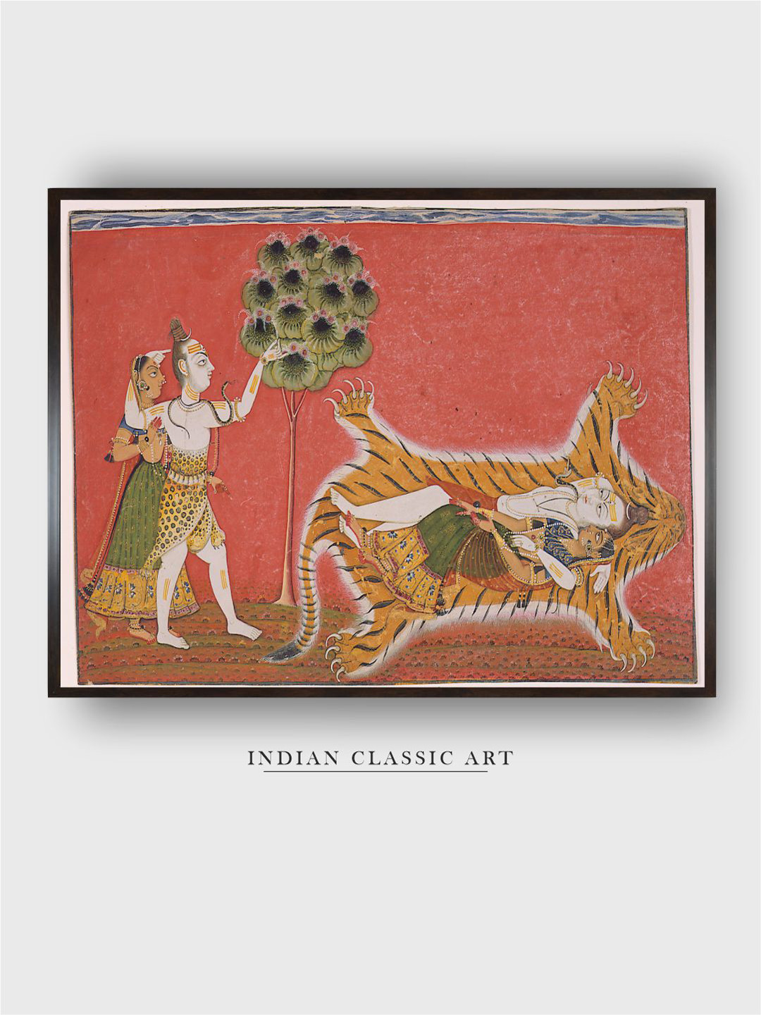 INDIAN CLASSIC ART Red & Brown Wooden Indian Folk Art Wall Art