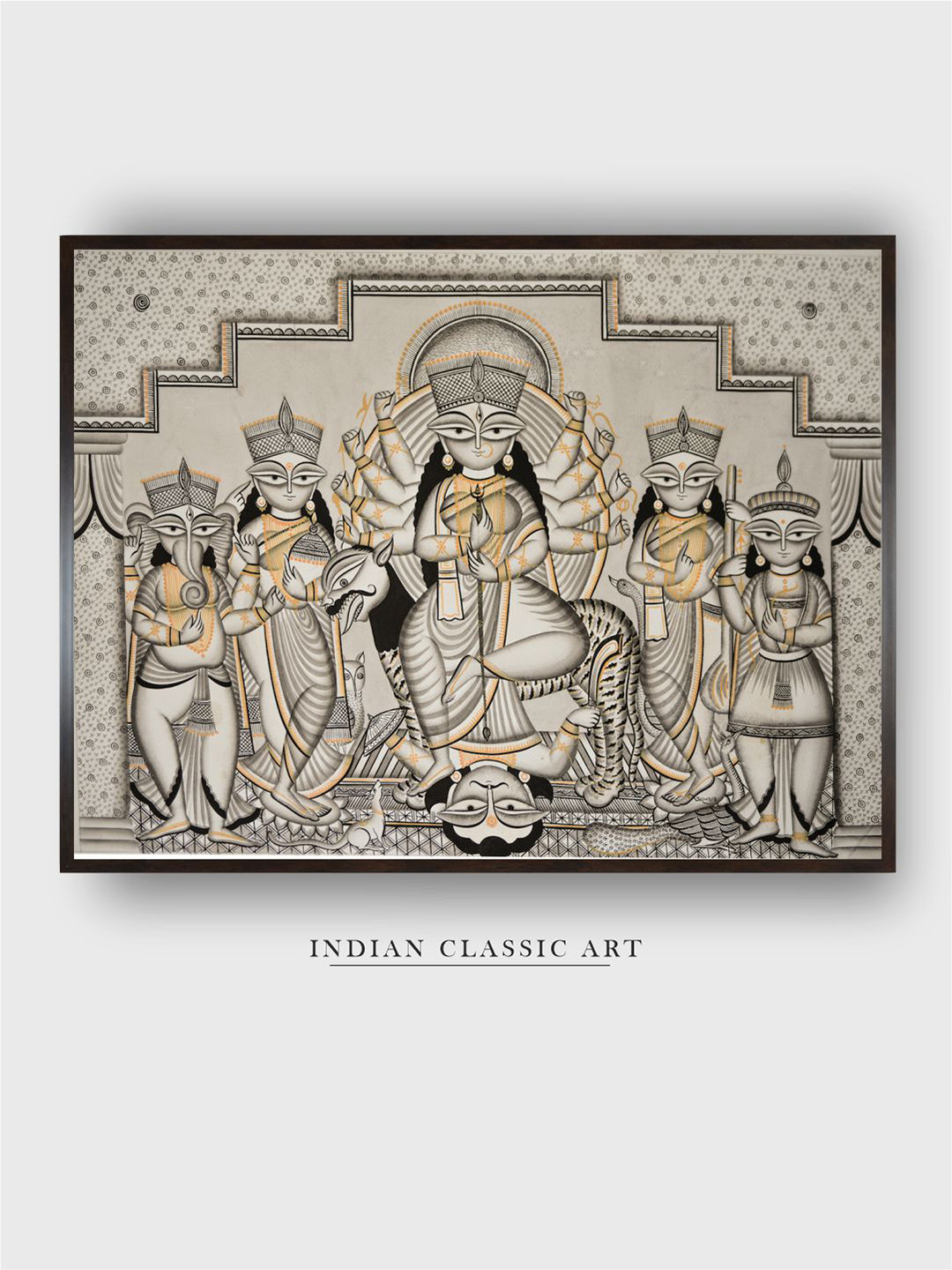 INDIAN CLASSIC ART Grey & Black Indian Folk Art Wall Art