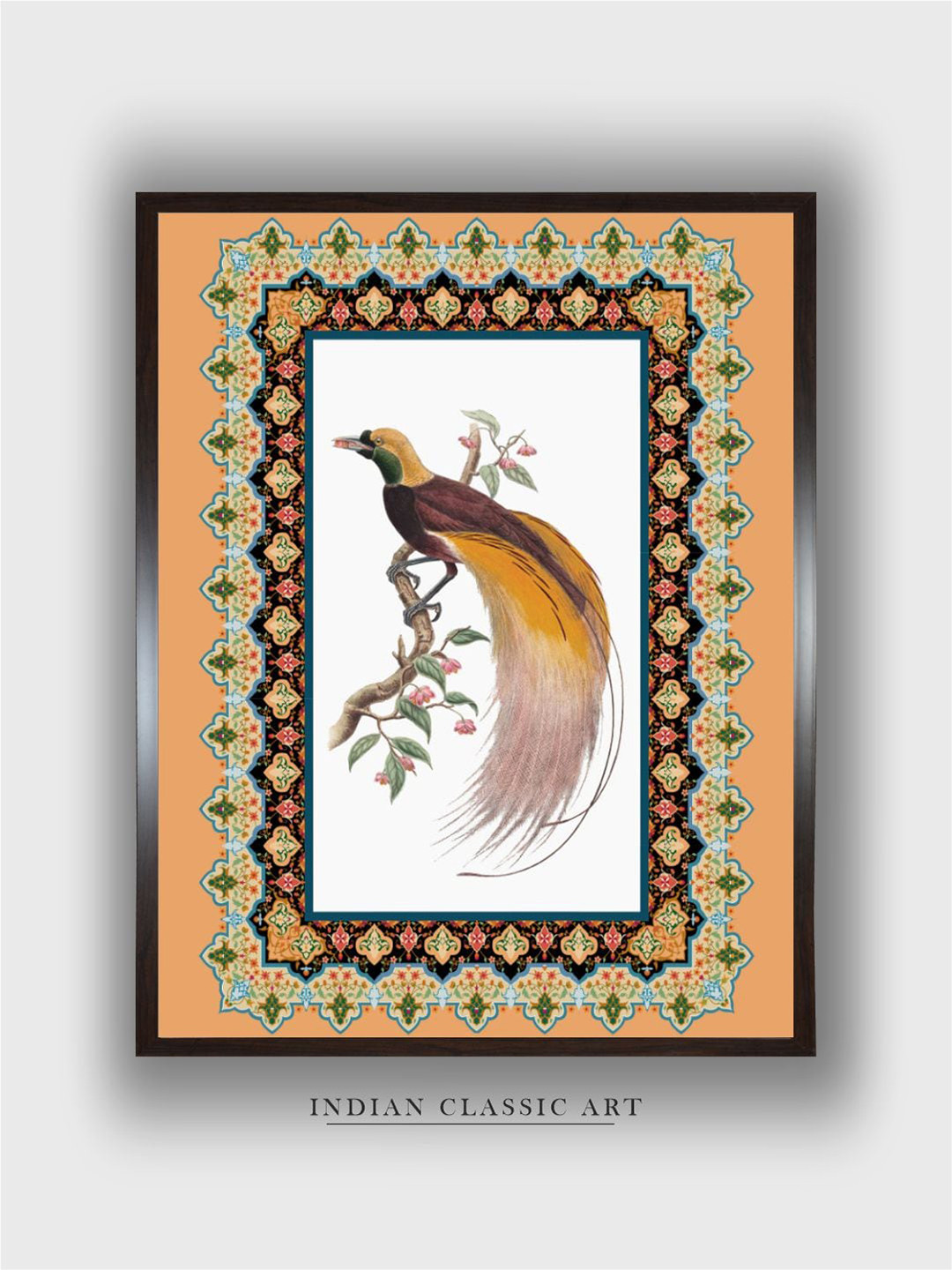 INDIAN CLASSIC ART Brown & Green Canvas Painting Birds and Animals Folk Wall Art