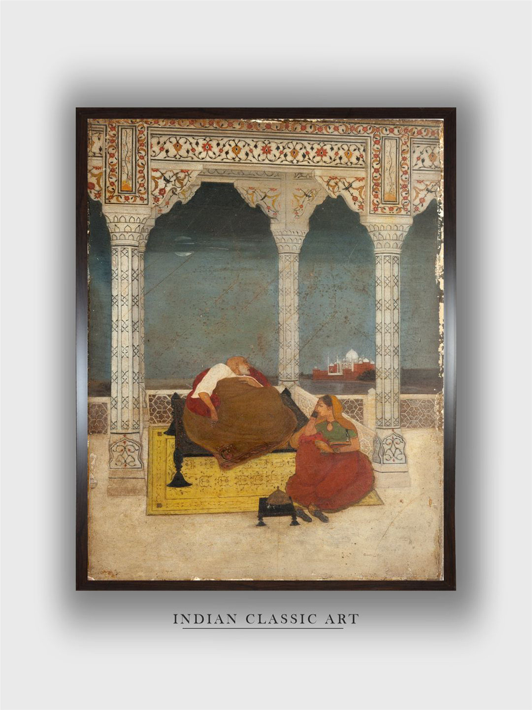 INDIAN CLASSIC ART The Passing of Shah Jahan Rectangle Paintings Wall Art - 30x20In