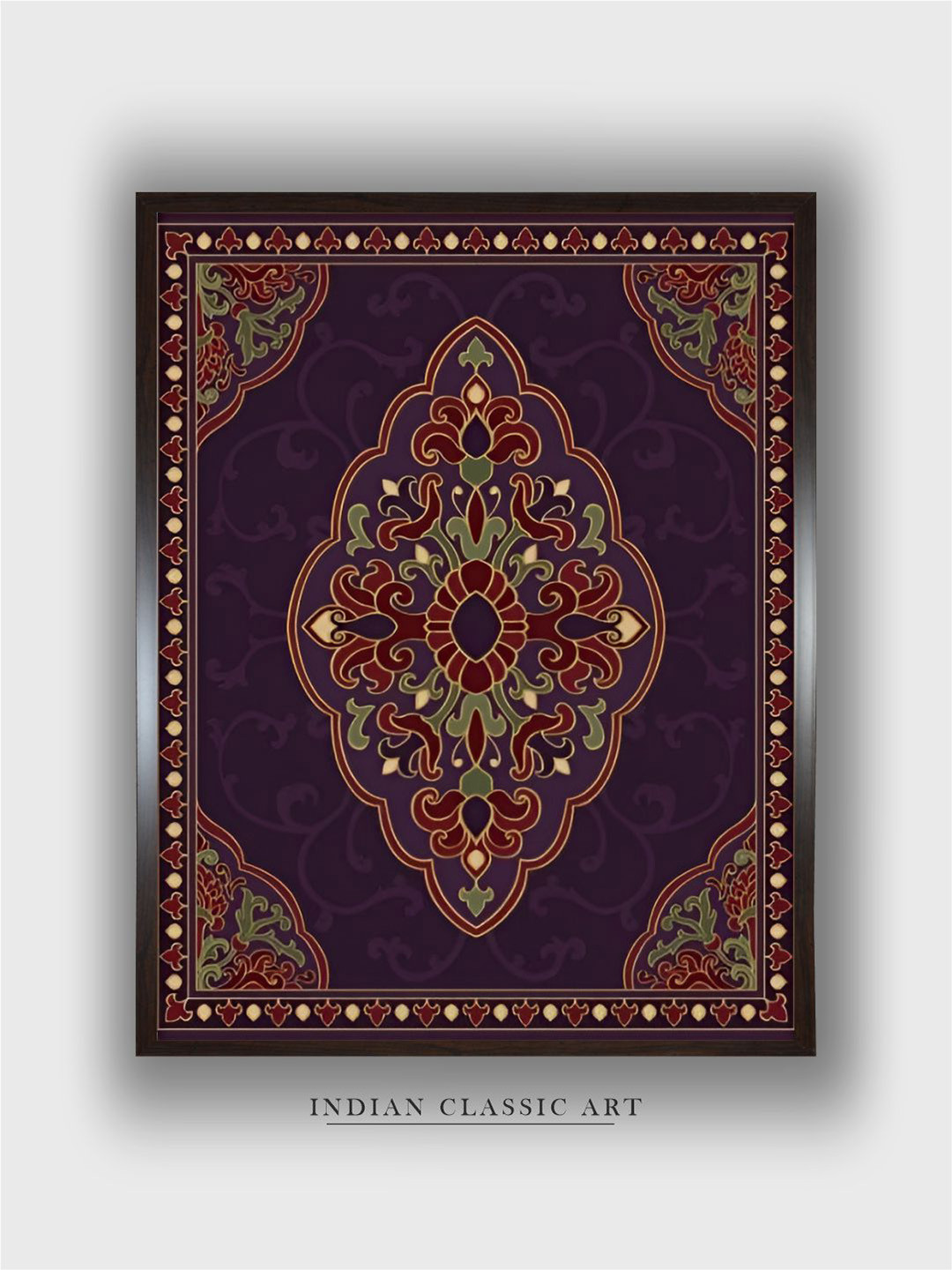 INDIAN CLASSIC ART Purple & Brown Floral Wooden Indian Folk Painting Wall Art