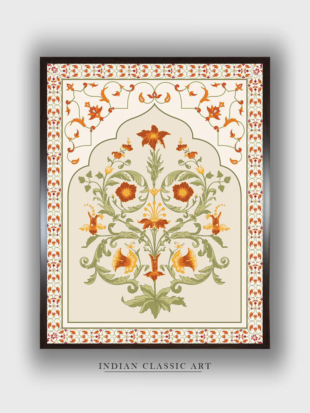 INDIAN CLASSIC ART Beige & Red Indian Folk Wall Art