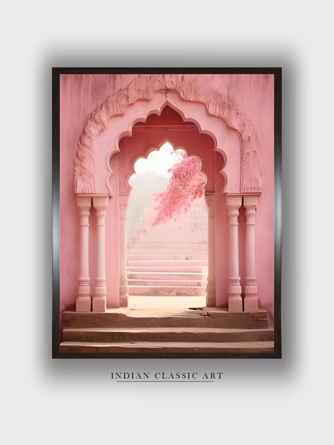 INDIAN CLASSIC ART Indian Arch Wood Wall Rectangle Paintings Wall Art - 30 x 20 In